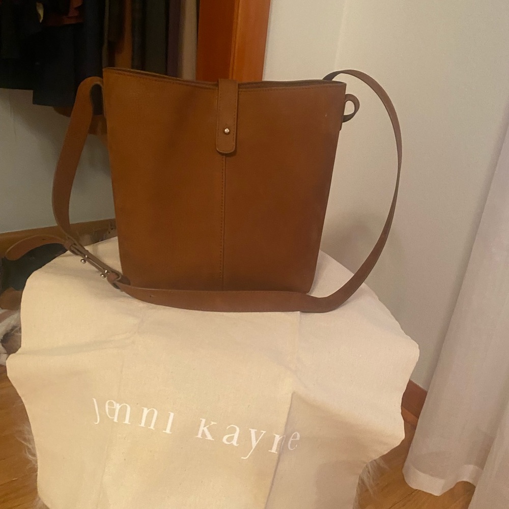 brown leather jenni kayne bucket bag